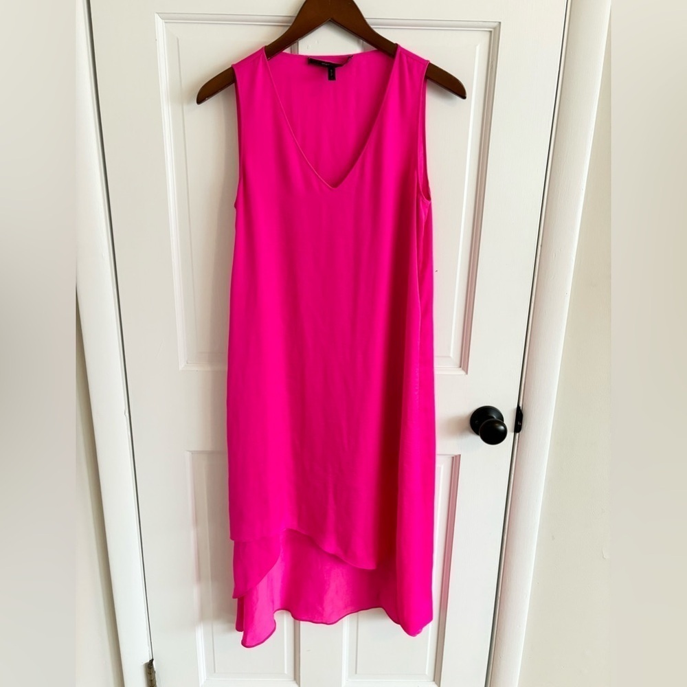 BCBGmaxazria pink sleeveless silky satin high low midi dress size XS